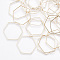 Brass Linking Rings, Nickel Free, Hexagon, Light Gold, 25x22x1mm, Inner Measure: 21x24mm