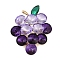 Fruit Zinc Alloy Rhinestone Brooches for Backpack Clothes, Grape, 44x36.5mm