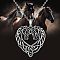 Alloy Viking Knot Heart Horse Pendant Necklaces, Antique Silver, 17.72 inch(45cm)