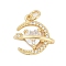 Brass Micro Pave Cubic Zirconia Pendants, Moon Charms, Long-Lasting Plated, Rack Plating, Lead Free & Cadmium Free, with Jump Ring, Real 18K Gold Plated, 15x15x7.5mm, Hole: 3.5mm