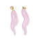 Handmade Lampwork with Brass Pendants, Horn of Plenty Charms, Pearl Pink, 35~40x9.5~13.5x8.5mm, Hole: 4.5x3mm