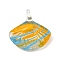 Glass Pendants, Shell Shape Charms, Goldenrod, 27~39x27~29x12~13mm, Hole: 3.2~3.7mm