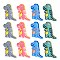 12Pcs 4 Colors Silicone Focal Beads, Dinosaur, Mixed Color, 33x21.5x7mm, Hole: 3mm