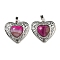 Natural Banded Agate Dyed Peach Love Heart Pendants, Rack Plating Brass Hollow Heart Charms, Cadmium Free & Lead Free, 29.5x30.5x7.5mm, Hole: 7.5x5mm