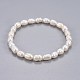 Natürliche Perlenperlen dehnen Armbänder aus, weiß, 2-1/8 Zoll (5.3 cm)