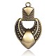 Gros pendentifs cœur/collier en alliage de style tibétain PALLOY-J154-41AB-NR-1