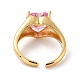 Кольцо-манжета с розовым кубическим цирконием в форме сердца на день святого валентина RJEW-C017-08G-RS-2