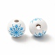 Perles européennes en bois imprimé flocon de neige de noël WOOD-K007-05A-3