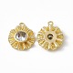 Brass Pave Clear Cubic Zirconia Flat Round Charms KK-K271-26G-2