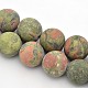 Frosted Round Natural Unakite Beads Strands G-E302-107-14mm-1