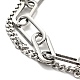 201 Stainless Steel Paper & Curb Chains Double Layered Multi-strand Bracelet for Women BJEW-A126-19P-2