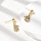 Рождественские серьги-гвоздики с подвесками из латуни с микропаве из кубических цирконий EJEW-L306-01G-02-2