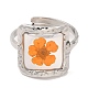 Resina epoxi cuadrada de color naranja oscuro con anillos ajustables de flores secas RJEW-G304-03P-01-2