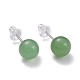 Круглые изящные серьги-гвоздики с зеленым авантюрином и треском для девушек и женщин EJEW-M202-04C-1