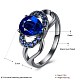 婚約指輪  真鍮のガラスの指指輪  サイズ7  ブルー  ガンメタ色  17.3mm RJEW-BB20332-C-7-1