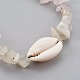 Bracelets de perles tressées de quartz rose naturel et de pierre de lune blanche BJEW-JB04080-01-2