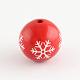 Round Acrylic Snowflake Pattern Beads SACR-S196-16mm-07-1