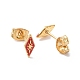 Enamel Rhombus with Star Stud Earrings with 316L Surgical Stainless Steel Pins EJEW-P204-02G-05-2