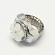 Relojes de cuarzo anillo de estiramiento hierro tono platino RJEW-R119-04-2