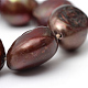 Brins de perles de culture d'eau douce naturelles ovales teintées PEAR-R015-33-3
