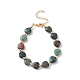 Bracelet perlé coeur en agate indienne naturelle BJEW-JB08697-02-1
