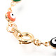 Bracelets à maillons en laiton avec émail mauvais oeil plaqué or BJEW-EE0001-14-3