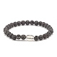 Bracelet extensible en pierre de lave naturelle avec mot en alliage perles de gratitude BJEW-JB08309-04-1