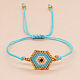 Hexagone avec mauvais œil bracelet de perles tressées de graines de verre pour les femmes PW23030466306-1