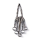 ハロウィンをテーマにしたスカル合金フルハンドリングブレスレット  女性用の調節可能なリングが5つ付いたストレッチブレスレット  ガンメタ色  内径：2-3/8インチ（6cm） BJEW-L680-01B-2
