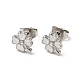 Enamel Clover with Crystal Rhinestone Stud Earrings with 316 Surgical Stainless Steel Pins EJEW-A081-12P-2