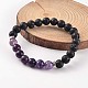 Bracelets extensibles perlés en pierre de lave naturelle BJEW-JB02184-04-1