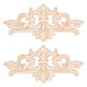 SUPERFINDINGS 2pcs Decorative Rubber Wood Carved Onlay Applique Flower Decal Unpainted Applique Furniture Corners Home Door Decor AJEW-OC0001-51A-1