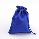 黄麻布ラッピングポーチ巾着袋  ブルー  13.5~14x9.5~10cm X-ABAG-Q050-10x14-22-3