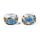 Perles rondelles acryliques opaques imprimées de fleurs SACR-S305-27-J02-2