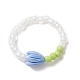 Bague extensible en perles de verre et corail synthétique bourgeon de fleur pour femme RJEW-JR00557-4