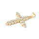 Латунные микро проложить кубического циркония крест подвески ZIRC-I071-04G-02-2
