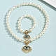 Комплекты браслетов и ожерелий из сплава со стразами и искусственным жемчугом FS-WG20ADC-02-1