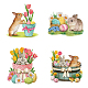 GORGECRAFT 8Pcs 6.3 Inch Rabbit Window Clings 4 Styles Easter Static Glass Stickers Rabbit Egg Flowers Pattern Round Decorative Decals Film for Living Room Bedroom Coffee Store Glass Door Display DIY-WH0311-041-1