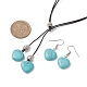 Комплекты ожерелья-лариата и серег с подвесками в форме сердца из синтетической бирюзы SJEW-JS01303-3