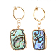 Natural Abalone Shell/Paua Shell Clip-on Hoop Earrings EJEW-JE04130-03-1