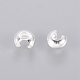 Silver Color Plated Brass Crimp End Beads Covers for Jewelry Making X-KK-H290-NFS-NF-2
