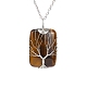 Natural Tiger Eye Pendant Necklace with Brass Cable Chains PW23042506786-1