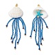 Большие подвески в виде медуз из смешанных драгоценных камней и стеклянных бусин в виде морских звезд PALLOY-MZ00870-2