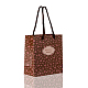 長方形のバラのプリント紙袋  ギフトバッグ  ショッピングバッグ  ナイロンコードハンドル付き  サドルブラウン  15.5x14.5cm  12個/袋 CARB-F001-07A-5