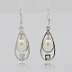 Sterling Silver Pearl Dangle Earrings EJEW-F006-30-2