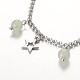 Moon & Star Stainless Steel Gemstone Charm Bracelets BJEW-JB01935-4