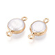 Гальванизированный натуральный жемчуг Кеши плоские круглые подвески-коннекторы PEAR-S018-02C-04-2
