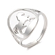 304 Stainless Steel Horse Adjustable Ring for Women RJEW-M149-21P-3