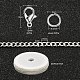 DIYチェーンブレスレットネックレス作りキット  鉄のカーブチェーンと丸カンを含む  合金の留め金  銀  チェーン：5m /セット DIY-YW0005-82S-3