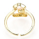 天然真珠の指オープンカフリングマイクロパヴェクリアキュービックジルコニア  真鍮製指輪  ヒョウタン  18KGP本金メッキ  usサイズ6 1/2(16.9mm) PEAR-N022-C04-3